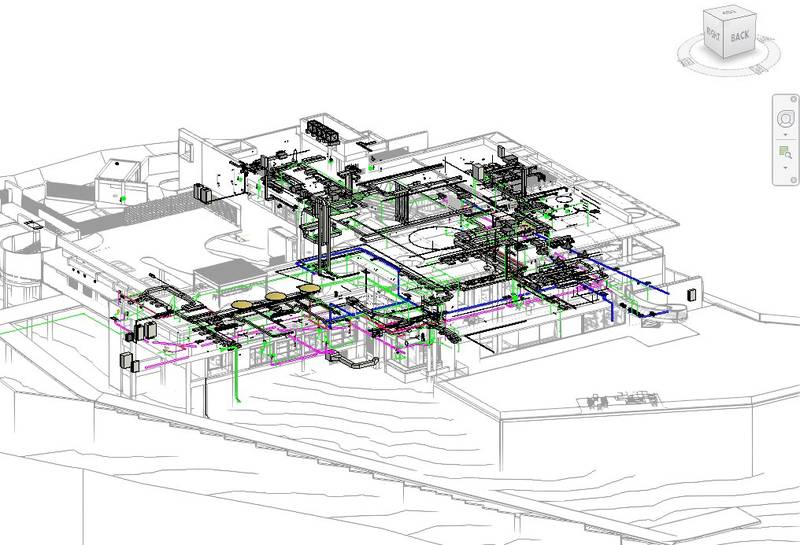 Federated site BIM model for multiple buildings and terrain coordination